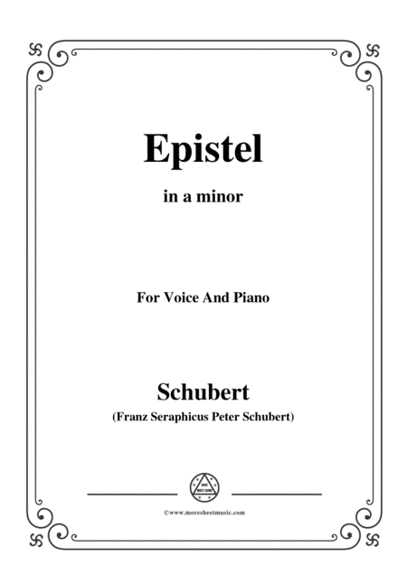 Schubert Epistel Herrn Joseph Spaun In A Minor For Voice Piano Sheet Music