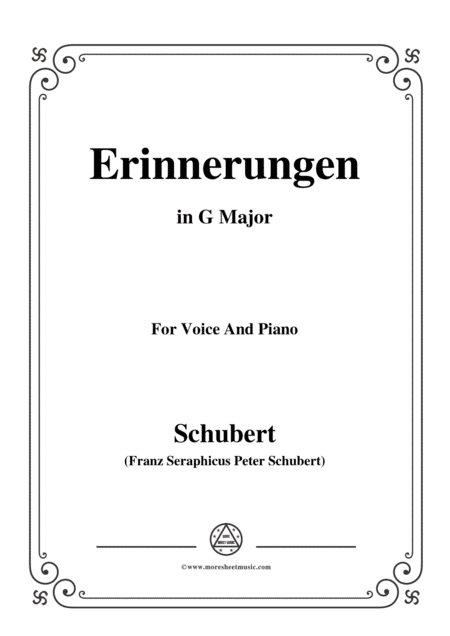 Free Sheet Music Schubert Erinnerungen In G Major For Voice And Piano