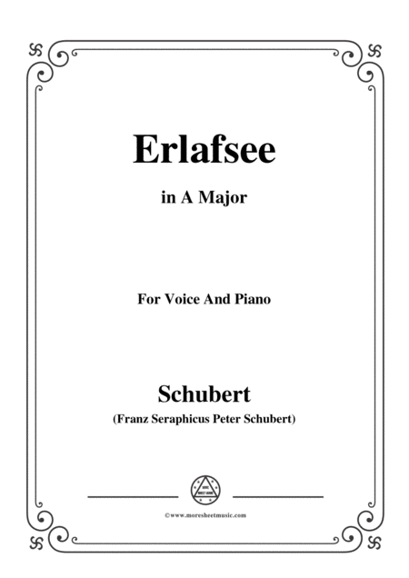 Schubert Erlafsee Op 8 No 3 In A Major For Voice Piano Sheet Music