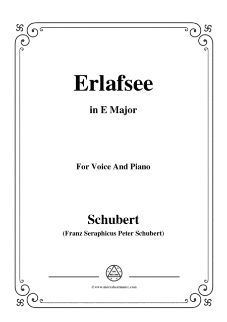 Schubert Erlafsee Op 8 No 3 In E Major For Voice Piano Sheet Music