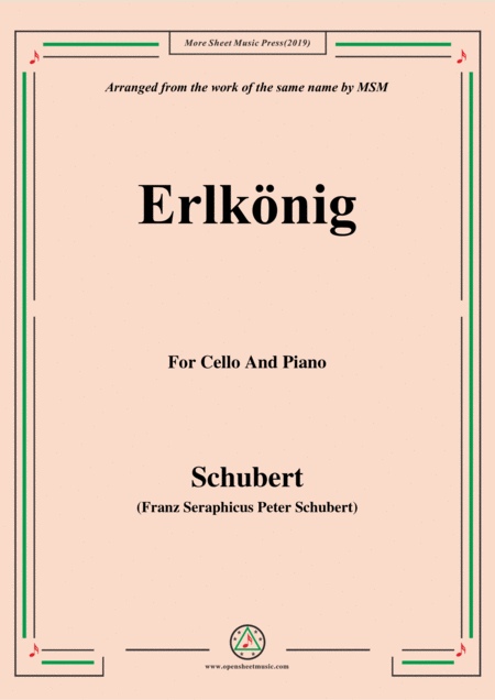 Schubert Erlknig For Cello And Piano Sheet Music