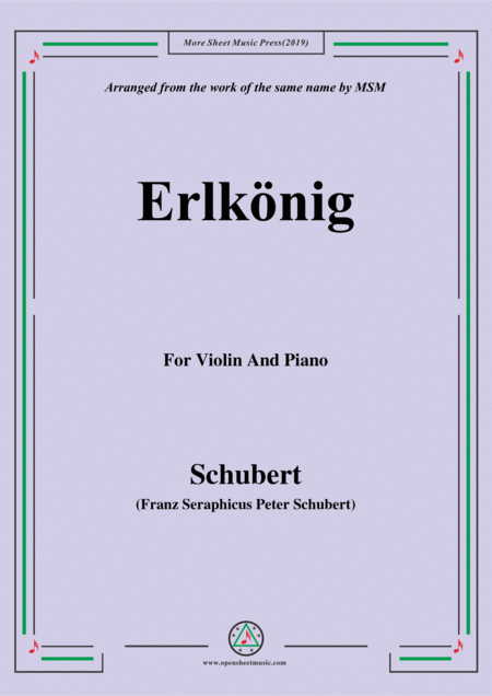 Schubert Erlknig For Violin And Piano Sheet Music