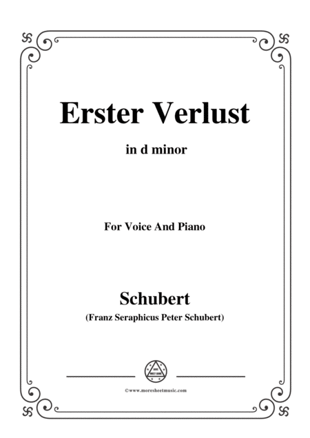 Free Sheet Music Schubert Erster Verlust In D Minor For Voice And Piano