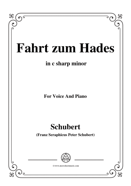 Schubert Fahrt Zum Hades In C Sharp Minor D 526 For Voice And Piano Sheet Music