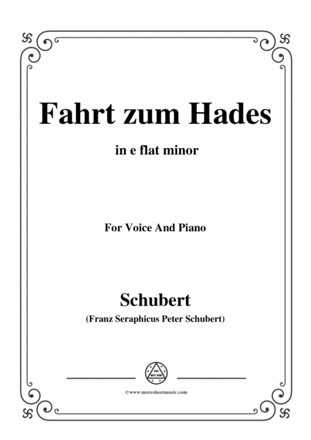 Free Sheet Music Schubert Fahrt Zum Hades In E Flat Minor D 526 For Voice And Piano