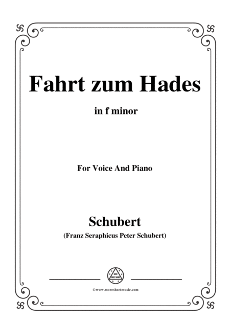 Schubert Fahrt Zum Hades In F Minor D 526 For Voice And Piano Sheet Music