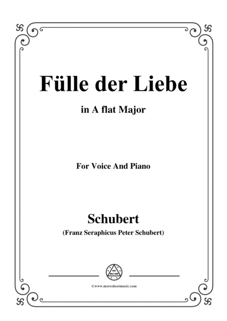 Schubert Flle Der Liebe In A Flat Major For Voice And Piano Sheet Music