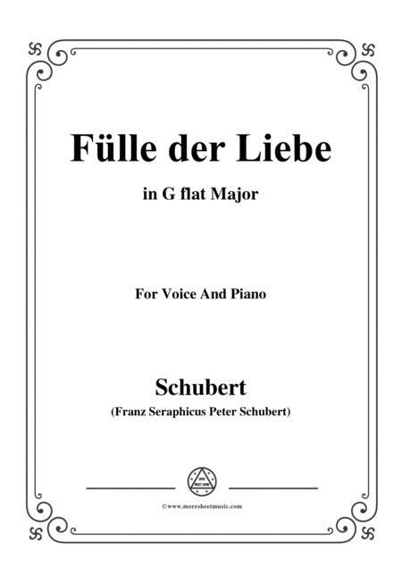 Schubert Flle Der Liebe In G Flat Major For Voice And Piano Sheet Music