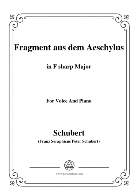 Schubert Fragment Aus Dem Aeschylus In F Sharp Major For Voice Piano Sheet Music