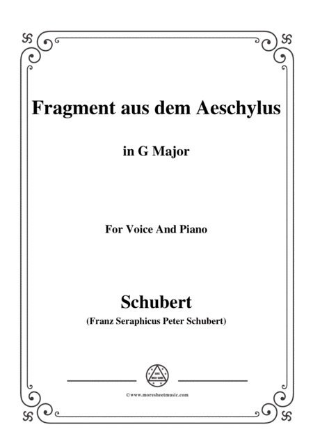 Free Sheet Music Schubert Fragment Aus Dem Aeschylus In G Major For Voice Piano