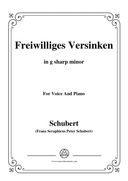 Free Sheet Music Schubert Freiwilliges Versinken Voluntary Oblivion D 700 In G Sharp Minor For Voice Piano