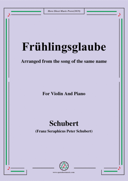 Schubert Frhlingsglaube For Violin And Piano Sheet Music