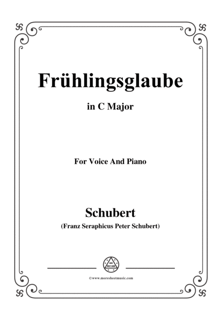 Free Sheet Music Schubert Frhlingsglaube In C Major For Voice And Piano