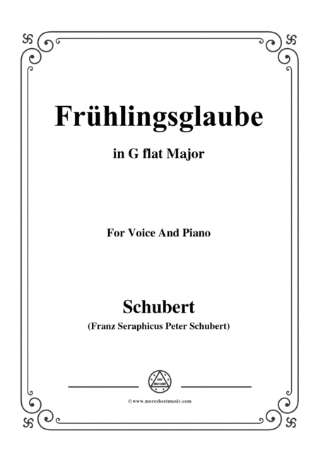 Schubert Frhlingsglaube In G Flat Major For Voice And Piano Sheet Music