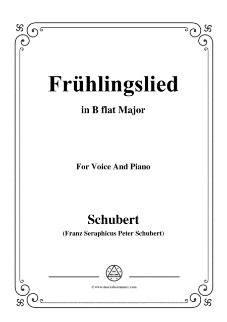 Schubert Frhlingslied In B Flat Major For Voice And Piano Sheet Music