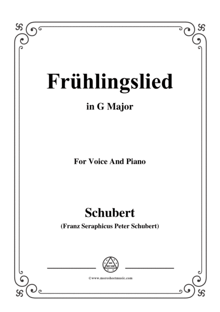 Schubert Frhlingslied In G Major For Voice And Piano Sheet Music