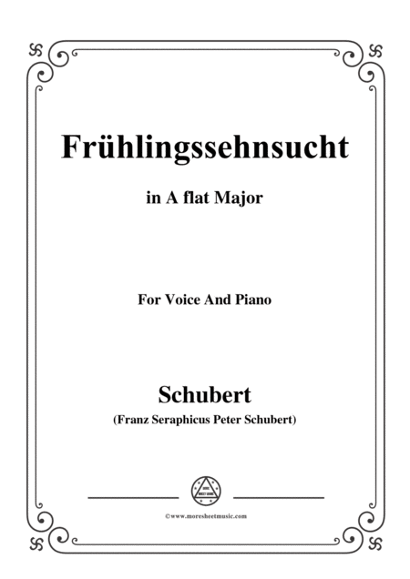 Free Sheet Music Schubert Frhlingssehnsucht In A Flat Major For Voice Piano