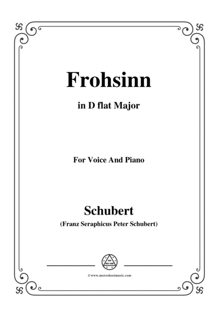 Schubert Frohsinn Cheerfulness D 520 In D Flat Major For Voice Piano Sheet Music