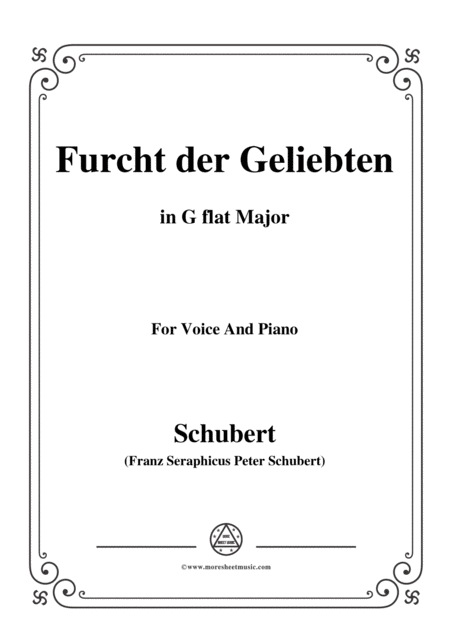 Schubert Furcht Der Geliebten In G Flat Major For Voice And Piano Sheet Music