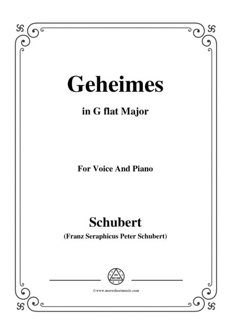 Schubert Geheimes Op 14 No 2 In G Flat Major For Voice Piano Sheet Music