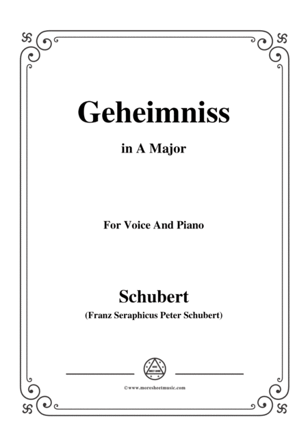 Free Sheet Music Schubert Geheimniss Mayrhofer In A Major For Voice Piano