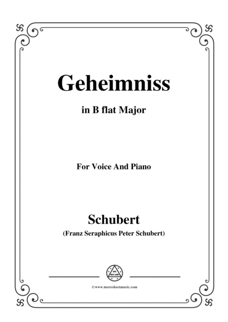 Free Sheet Music Schubert Geheimniss Mayrhofer In B Flat Major For Voice Piano