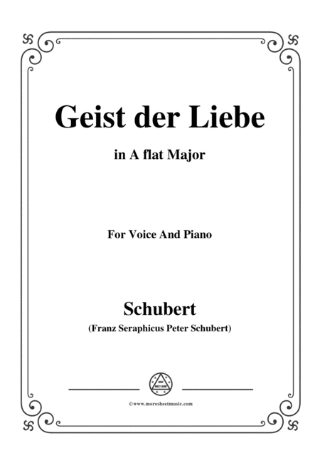 Schubert Geist Der Liebe In A Flat Major For Voice And Piano Sheet Music