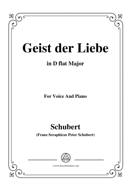 Schubert Geist Der Liebe Op 118 No 1 In D Flat Major For Voice Piano Sheet Music