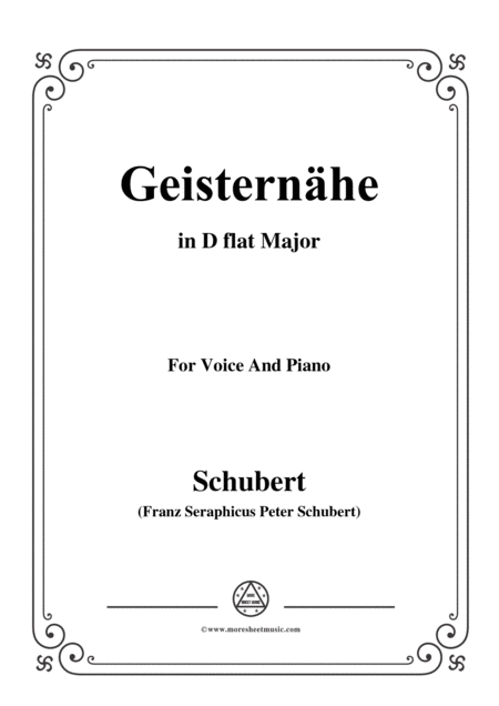 Schubert Geisternhe In D Flat Major For Voice And Piano Sheet Music