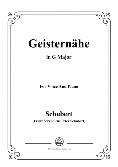 Free Sheet Music Schubert Geisternhe In G Major For Voice And Piano