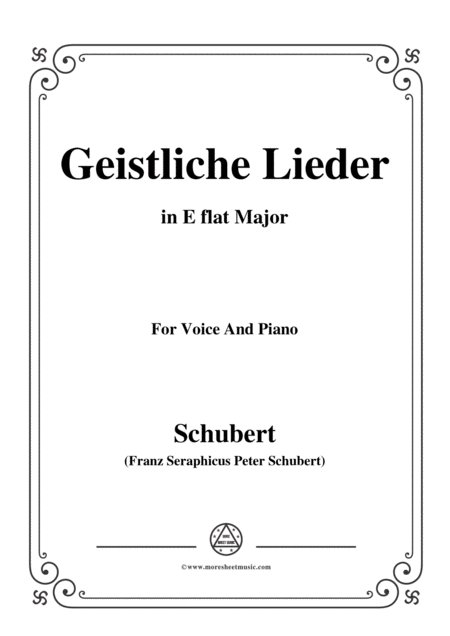 Schubert Geistliche Lieder In E Flat Major For Voice Piano Sheet Music