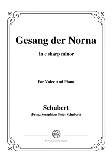 Schubert Gesang Der Norna Op 85 No 2 In C Sharp Minor For Voice Piano Sheet Music