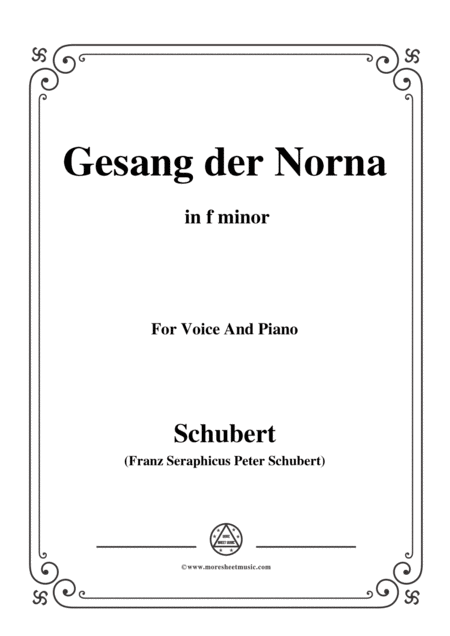 Schubert Gesang Der Norna Op 85 No 2 In F Minor For Voice Piano Sheet Music