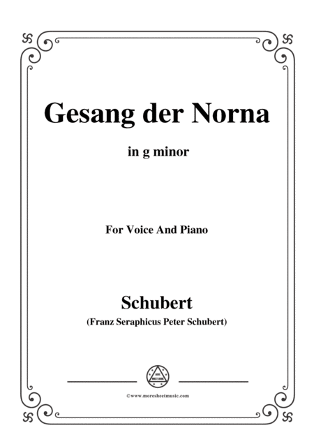 Schubert Gesang Der Norna Op 85 No 2 In G Minor For Voice Piano Sheet Music