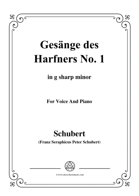 Schubert Gesnge Des Harfners Op 12 No 1 In G Sharp Minor For Voice Piano Sheet Music