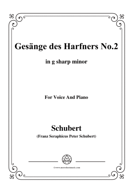 Free Sheet Music Schubert Gesnge Des Harfners Op 12 No 2 In G Sharp Minor For Voice Piano