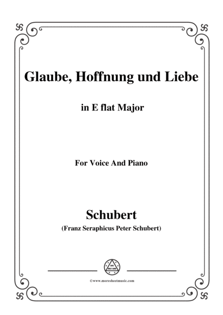 Schubert Glaube Hoffnung Und Liebe Op 97 In E Flat Major For Voice Piano Sheet Music