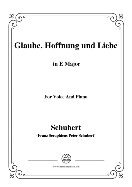 Schubert Glaube Hoffnung Und Liebe Op 97 In E Major For Voice Piano Sheet Music