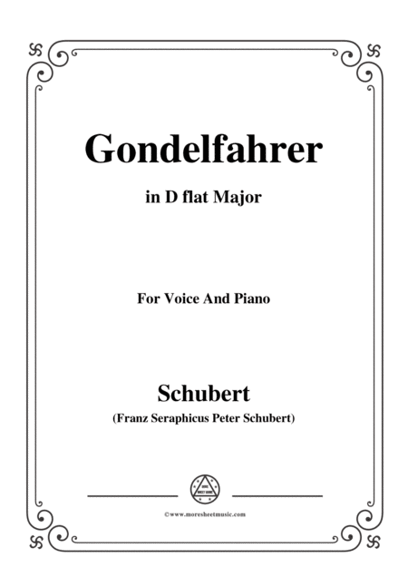 Schubert Gondelfahrer In D Flat Major For Voice Piano Sheet Music