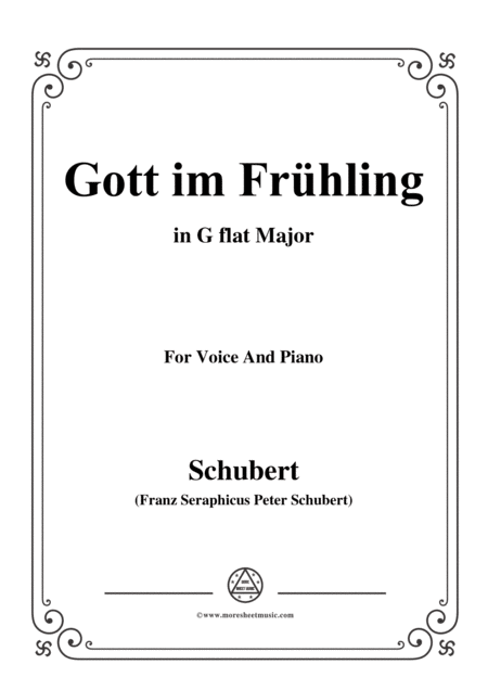 Schubert Gott Im Frhling In G Flat Major For Voice Piano Sheet Music