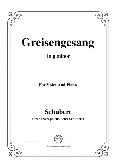 Schubert Greisengesang In G Minor Op 60 No 1 For Voice And Piano Sheet Music