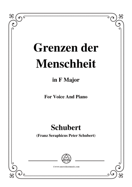 Schubert Grenzen Der Menschheit In F Major For Voice Piano Sheet Music