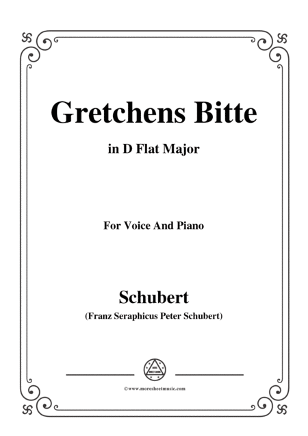 Free Sheet Music Schubert Gretchens Bitte In D Flat Major For Voice And Piano