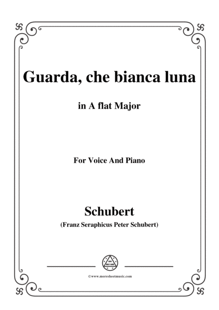 Schubert Guarda Che Bianca Luna In A Flat Major For Voice Piano Sheet Music