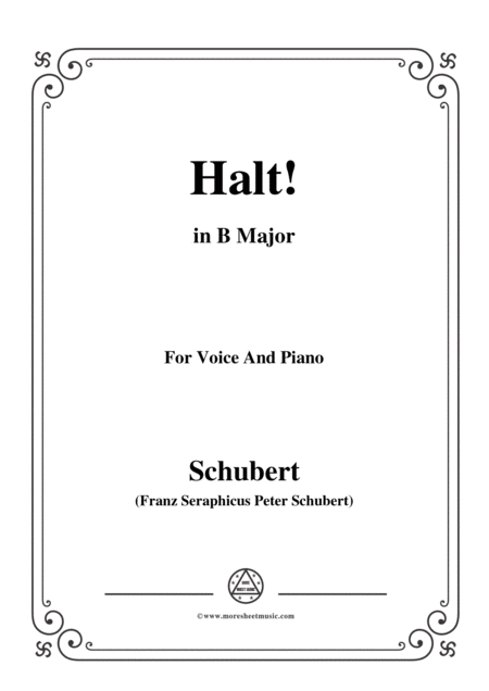 Schubert Halt In B Major Op 25 No 3 For Voice And Piano Sheet Music