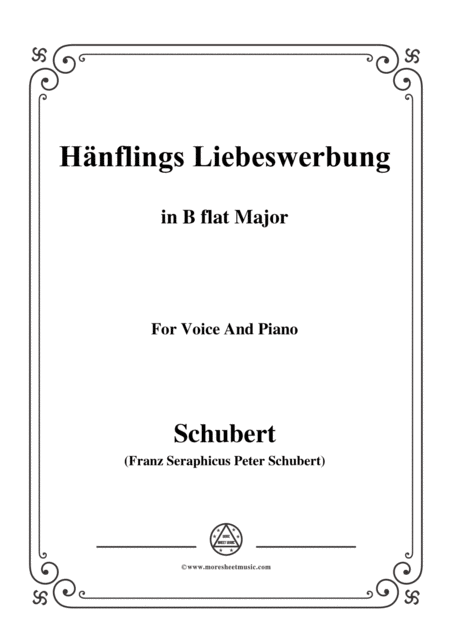 Free Sheet Music Schubert Hanflings Liebeswerbung In B Flat Major For Voice And Piano