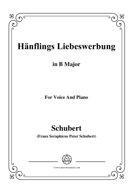 Schubert Hanflings Liebeswerbung In B Major For Voice And Piano Sheet Music