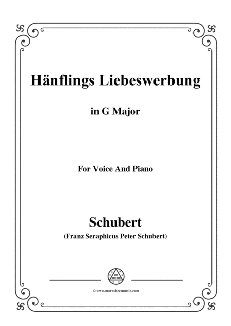 Free Sheet Music Schubert Hanflings Liebeswerbung In G Major For Voice And Piano