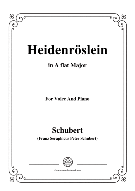 Free Sheet Music Schubert Heidenrslein In A Flat Major For Voice And Piano