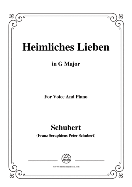 Schubert Heimliches Lieben Op 106 No 1 In G Major For Voice Piano Sheet Music